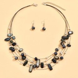 fashion concise crystal Shells mixing multilayer temperament woman necklace  e..