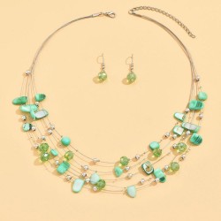 fashion concise crystal Shells mixing multilayer temperament woman necklace  e..