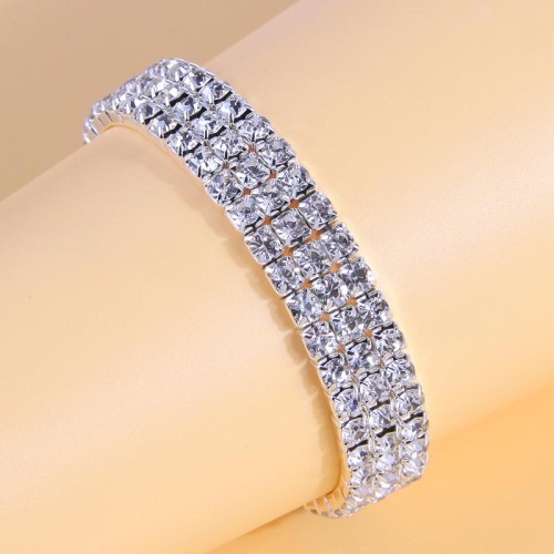 fashion concise3 row diamond woman elasticity personality bracelet