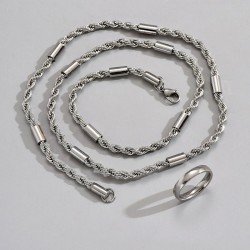 60cm stainless steel splice twisted establishment man necklace surface ring se..