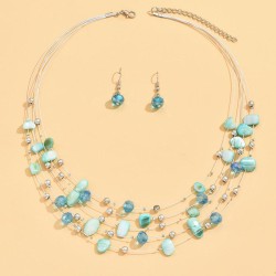 fashion concise crystal Shells mixing multilayer temperament woman necklace  e..