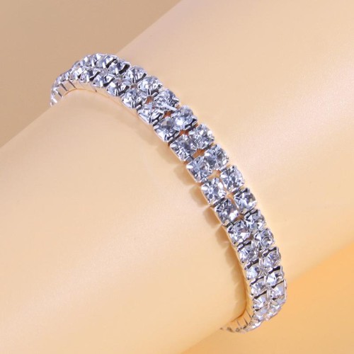 fashion concise two row diamond woman elasticity personality bracelet