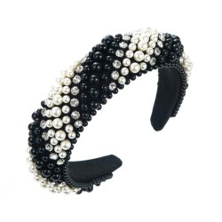  Headband Korean luxurious Rhinestone Pearl high Headband retro Ladies high wi..