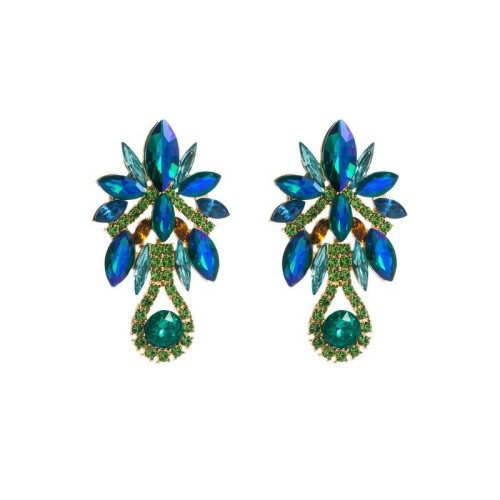 occidental style exaggerating retro luxurious colorful diamond earrings palace temperament elegant all-Pu