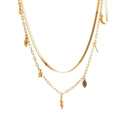 stainless steel wind eyes series sweater chain woman hollow love Pearl splice ..