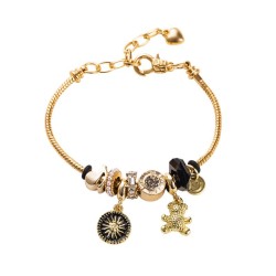  style gold bracelet woman  embed Pearl enamel samll pendant bangle