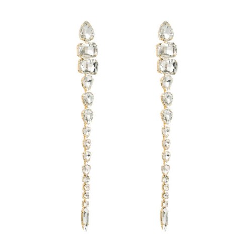 occidental style long style fashion Alloy embed glass diamond exaggerating earrings woman personality trend sil