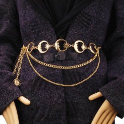 ( Gold Moon)occidental style  multilayer Metal chain chain woman personality r..