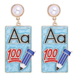 geometry square personality creative ear stud Alloy enamel earring