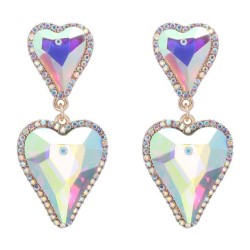 Colorful glass mosaic love Peach heart earrings occidental style woman ear stu..