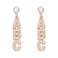 spring earrings Alloy Pearl Word ear stud personality fashion temperament woma..