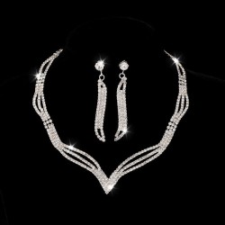  claw chain Rhinestone bride set earrings necklace  zircon drop necklace earri..