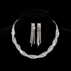 occidental style claw chain Rhinestone necklace earrings set  crystal diamond ..