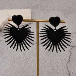 occidental style creative exaggerating black geometry love earrings ins trend ..