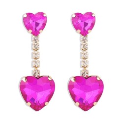 E heart-shaped Rhinestone temperament samll earrings  claw chain tassel romant..