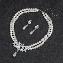 multilayer Pearl necklace earrings two bride high