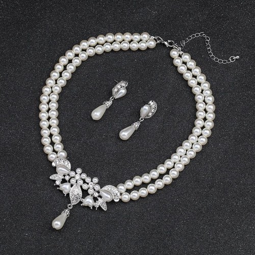 multilayer Pearl necklace earrings two bride high