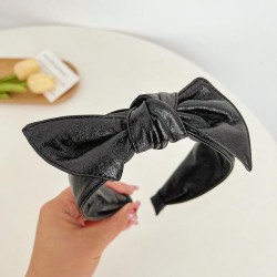  same style Imitation leather bow high width Headband sweet woman all-Purpose ..