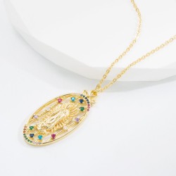 occidental styleins wind bronze gold plated embed Zirconium pendant necklace w..