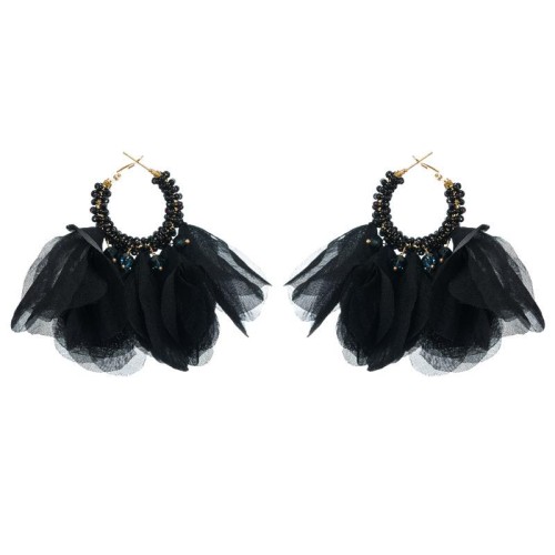 occidental style personality creative handmade weave beads flowers earring Earring exaggerating Bohemia Chiffon