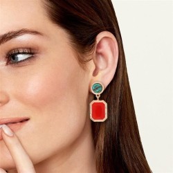 spring occidental style exaggerating earrings Alloy diamond retro color ear st..