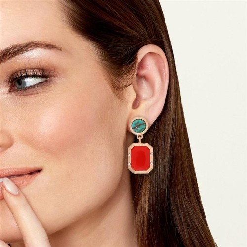 spring occidental style exaggerating earrings Alloy diamond retro color ear stud long square
