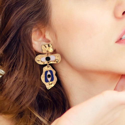 spring new geometry Alloy Round Irregular earrings eyes eyes personality temperament head ear stud