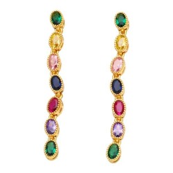  Earring retro temperament fully-jewelled long style tassel earrings occidenta..