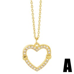 occidental style brief personality hollow diamond love necklace woman heart-sh..