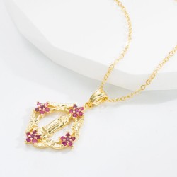  occidental style flowers necklace woman  bronze gilded pendant