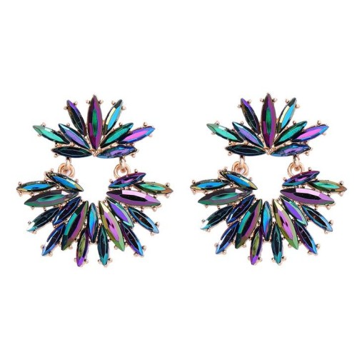 ins wind occidental style fully-jewelled earrings woman Alloy diamond Earring exaggerating super Rhinestone flo
