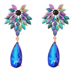  fully-jewelled flowers earrings Alloy diamond Earring occidental style exagge..