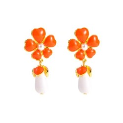 silver fashion elegant Alloy flowers Pearl earrings occidental style Bohemia e..