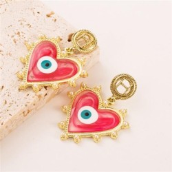 silver occidental style earrings personality love embed Pearl color eyes earri..