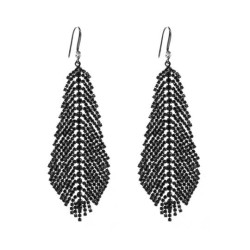 occidental style fashion exaggerating diamond leaves earrings claw chain long ..