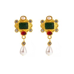 occidental style fashion retro trend Alloy diamond embed Pearl earring medium ..