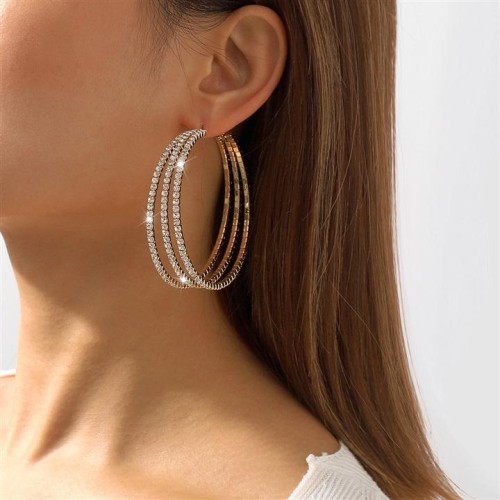  exaggerating multilayer circle earrings  occidental style fully-jewelled wind circle personality retro Earring
