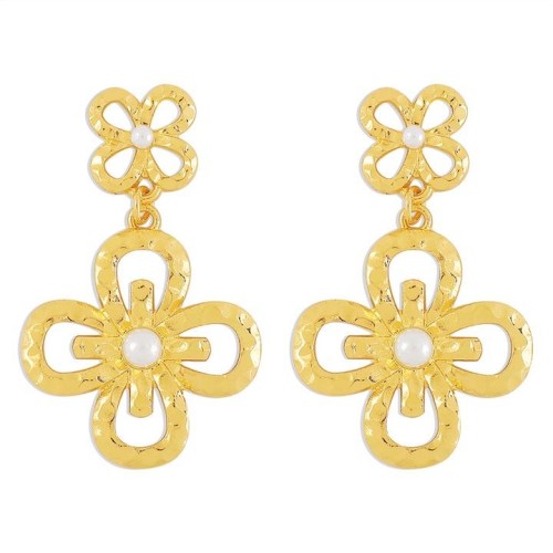 E brief flowers earrings  hollow fashion embed earring Metal medium wind samll Earring woman