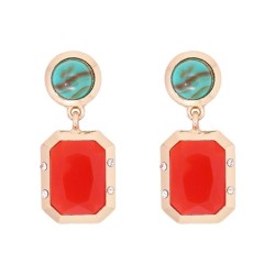 occidental style fashion fashion retro geometry turquoise crystal earrings exa..