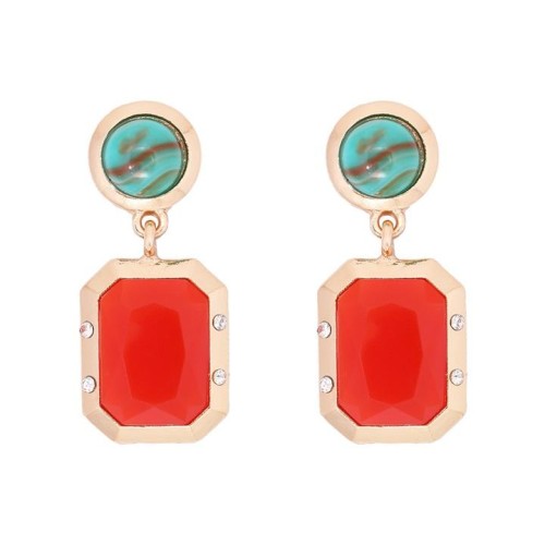 occidental style fashion fashion retro geometry turquoise crystal earrings exaggerating Earring woman earring