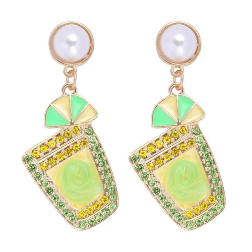 occidental style atmospheric fashion summer day fruits earrings Alloy diamond enamel ear stud woman