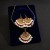 occidental style retro wind Metal exaggerating earrings necklace set  sector fully-jewelled Pearl neckl