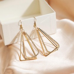  flash diamond geometry long style earring   triangle diamond all-Purpose mult..