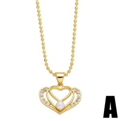 occidental style wind spring summer diamond Pearl love pendant necklace woman ..