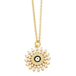 occidental style fashion bronze gilded fully-jewelled sun flower eyes pendant ..