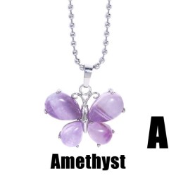   crystal butterfly pendant woman  creative personality gem necklace womannk
