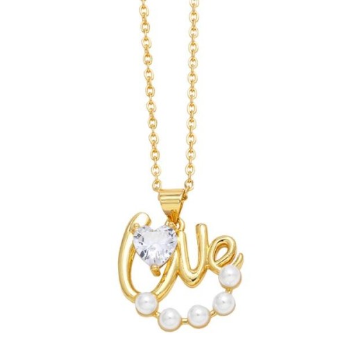 retro brief Pearl diamond loveOVE necklace woman I samll clavicle chainnk