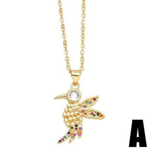 occidental style personality fashion bronze embed color zircon lovely samll pendant necklace clavicle chain womannk