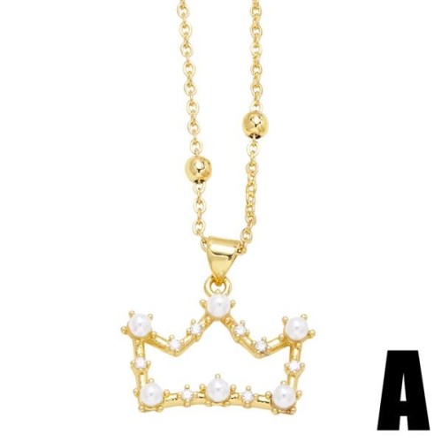 occidental style Pearl necklace bow clavicle chain woman personality samll crown pendantnk