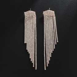 fashion Rhinestone claw chain long tassel earrings bride stage atmospheric Ear..